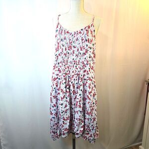 Time and  Tru Women's Plus Size XXL White Floral Dress Spaghetti Straps Lined